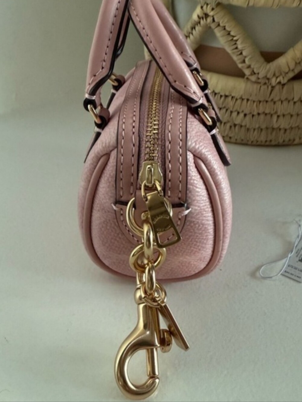 Coach Signature Mini Rowan Charm in Powder Pink - Picture 2 of 5